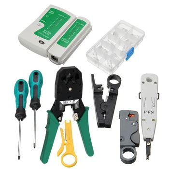 

11Pcs RJ45 Network Tools Cable Wire Tester Crimping Cutter Punch Down RJ11 RJ12 RJ45 Computer LAN Crimper Tool Kit