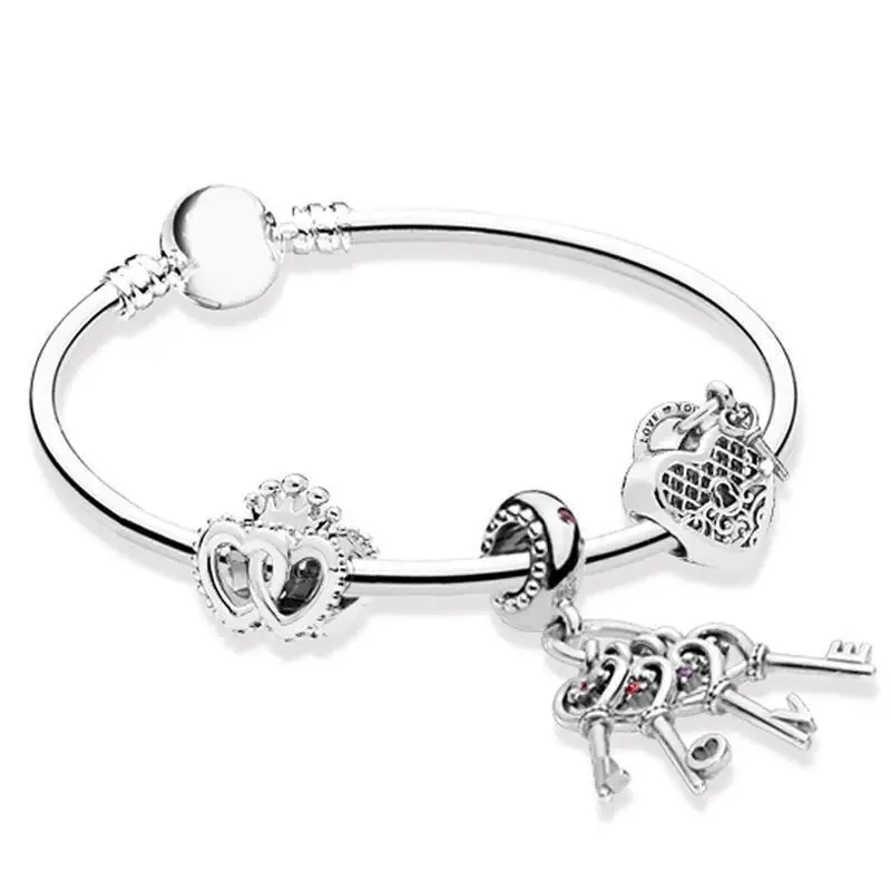 Kakany, 1:1, высокое качество, 925 пробы, серебряный, Классический комплект подходящих браслетов, женский подарок, модные женские популярные ювелирные изделия, сделай сам