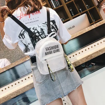 

2020 Summer Women's Transparent MINI Backpack Jelly Small Backpack Letter Design