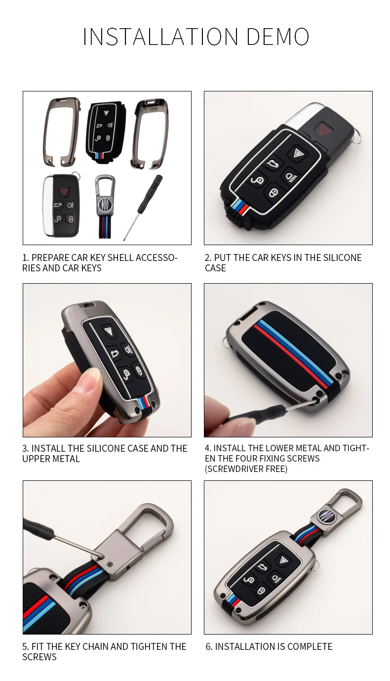 Metal Car Smart Key Case Cover Shell Fob For Land Rover Range Rover Evoque Sport Discovery Freelander For Jaguar XF XE A9 X8 XJ - H198ed938528f4f399042f767abb1392eJ