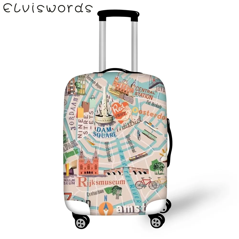 Protective covers for luggage Elastic waterproof Suitcase Cover World map Design Travel Goods Size 18-32 inch Luggage tag - Цвет: QF0147SML XL