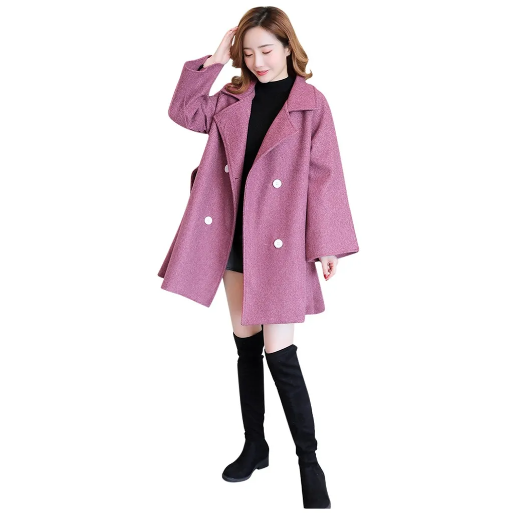 Chaqueta mujer, зимнее пальто для женщин, для работы, одноцветное, винтажное, зимнее, для офиса, с длинным рукавом, на пуговицах, шерстяная куртка, пальто, abrigos mujer invierno