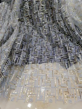 

Simple Checkered Gold Sequin Embroidered Mesh Lace African sequin Lace Fabric French Mesh / Gown / Party / Skirt Design Fabric
