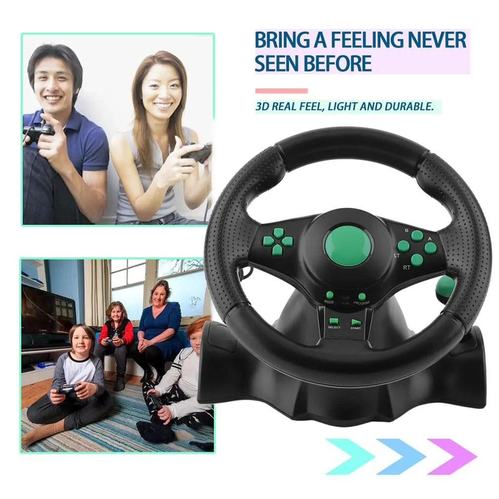  Racing Game Steering Wheel For XBOX 360 PS2 For PS3 Computer USB Car Steering-Wheel 180 Degree Rota