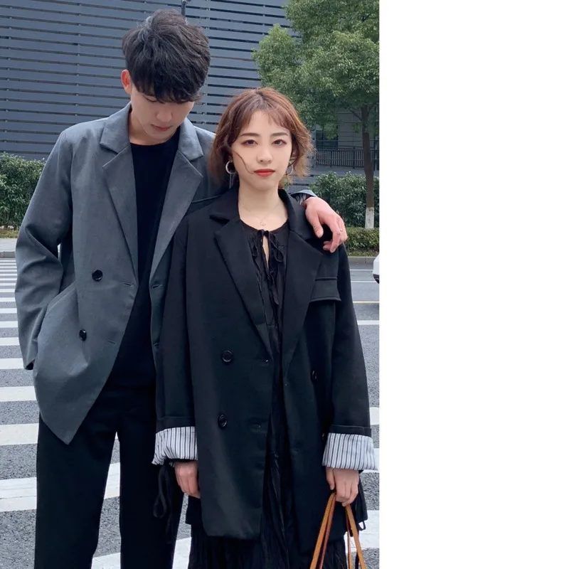 Весна и лето тренд Корейская версия пары Harajuku Большой размер Повседневный блейзер с длинными рукавами Лучшая Мода