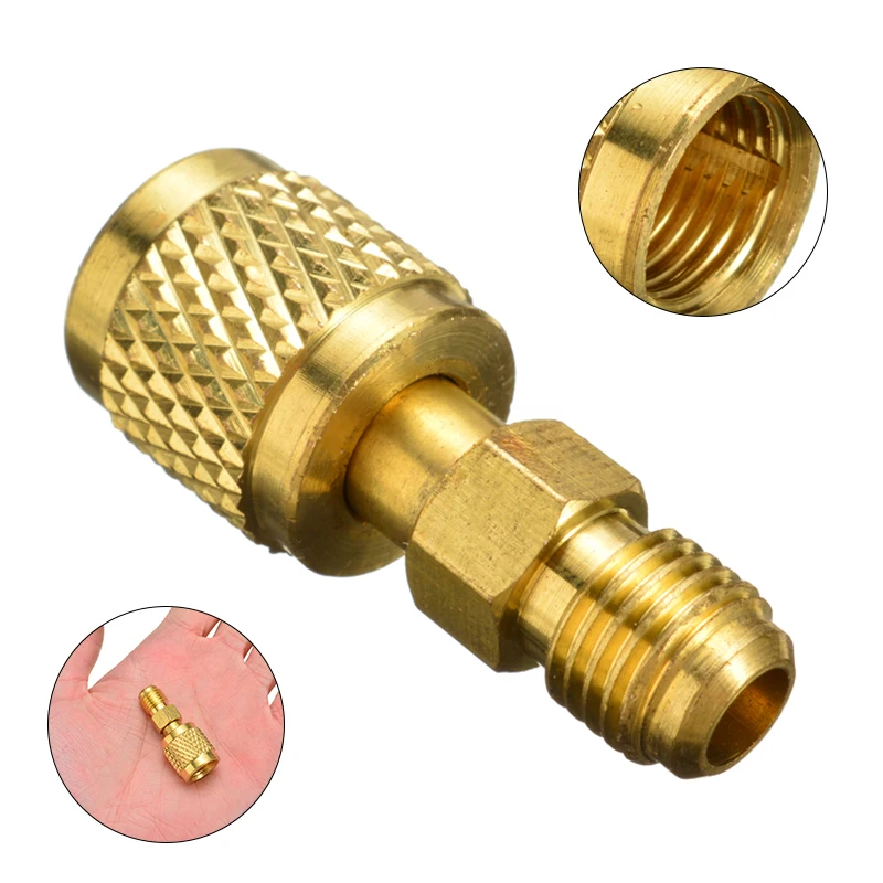 R410A латунный хладагент адаптер 1/4 &quotПапа до 5/16&quot Женский зарядный шланг насос