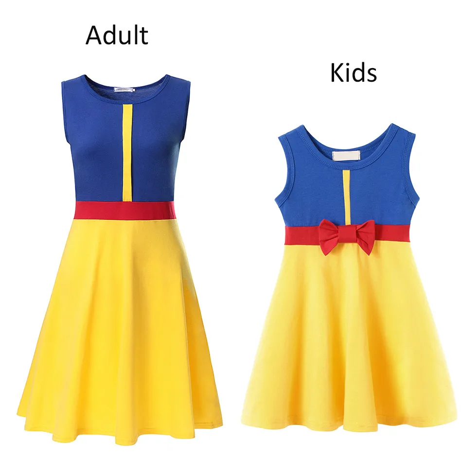 Snow White Нарядное платье принцессы для маленьких девочек с изображением Минни и Анны Эльза, Белль, Русалочка, Рапунцель, Малефисента, одежда для взрослых и детей - Цвет: Snow White