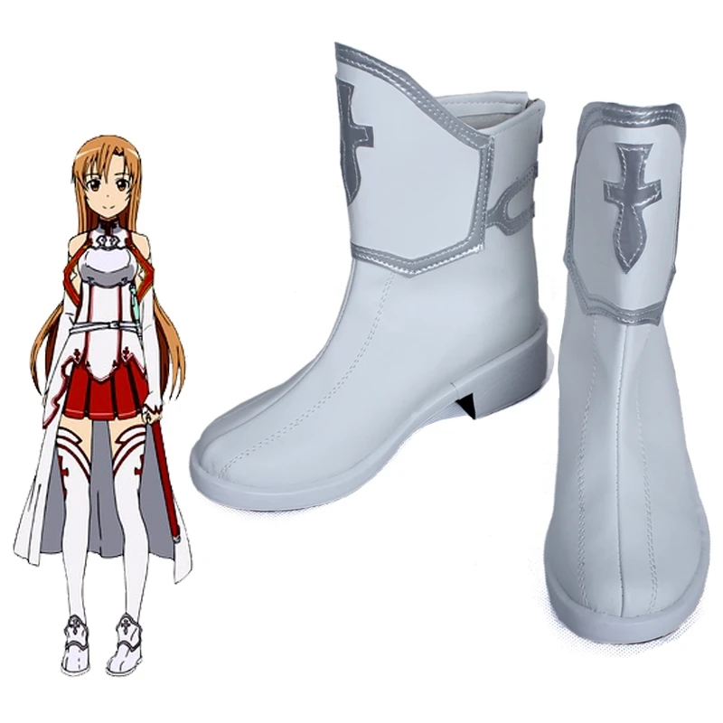 New Anime Sword Art Online SAO Asuna Yuuki Shoe Cosplay Boots Shoes