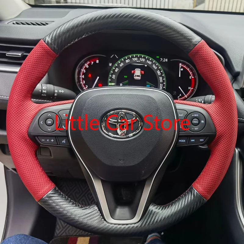 

For Toyota RAV4 Avalon 19-21 DIY Sew Hand Non-slip Top Leather Steering Wheel Handle Cover Car Interior Accessories