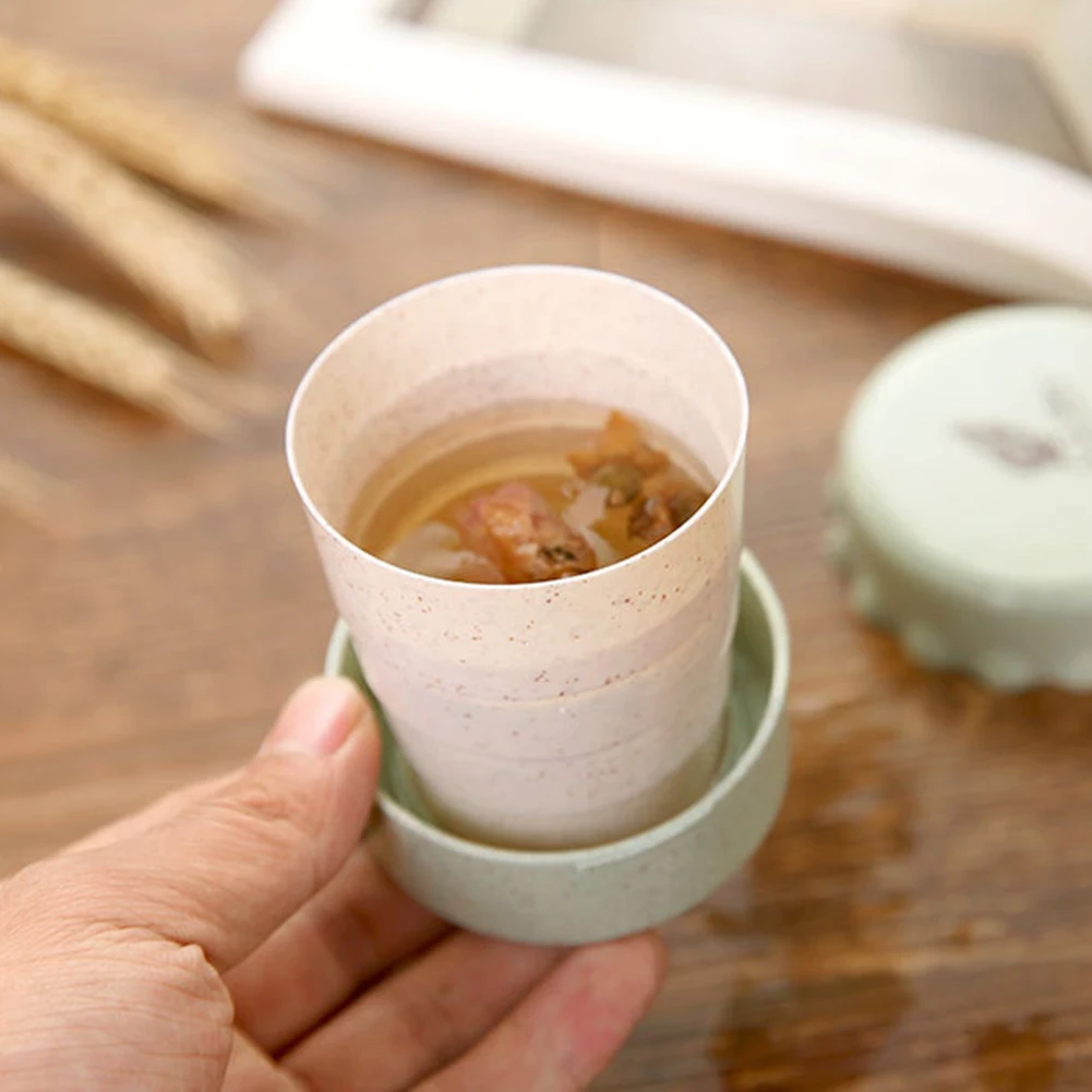 130 мл кофе пшеничная соломинка Портативный питьевой чай открытый выдвижной стакан для воды складной телескопический герметичный с крышкой путешествия
