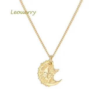 

Leouerry 925 Sterling Silver Personalized Emboss Letter Portrait Necklace Original Incomplete Coin Pendant Necklaces for Women