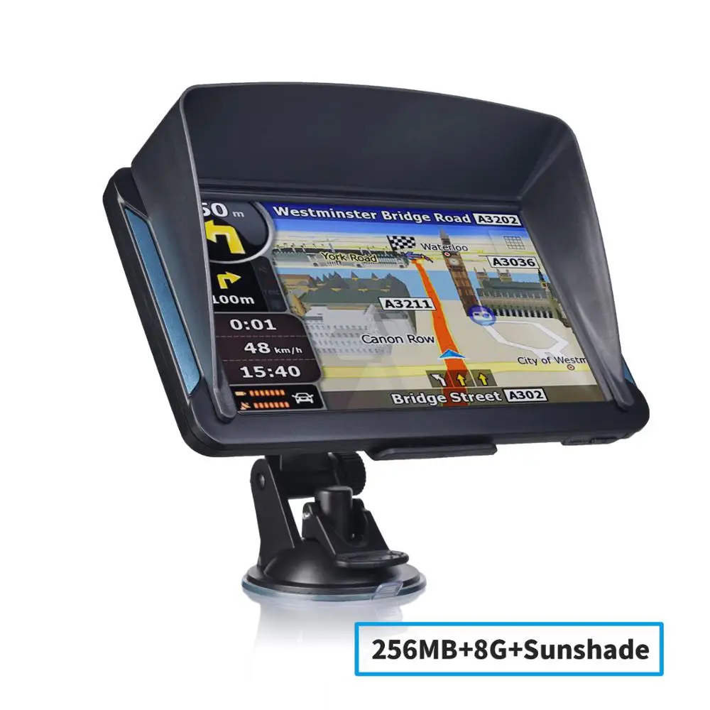 Оригинальный 7-дюймовый Gps навигатор портативный 8 ГБ-256 МБ + солнцезащитный Navi