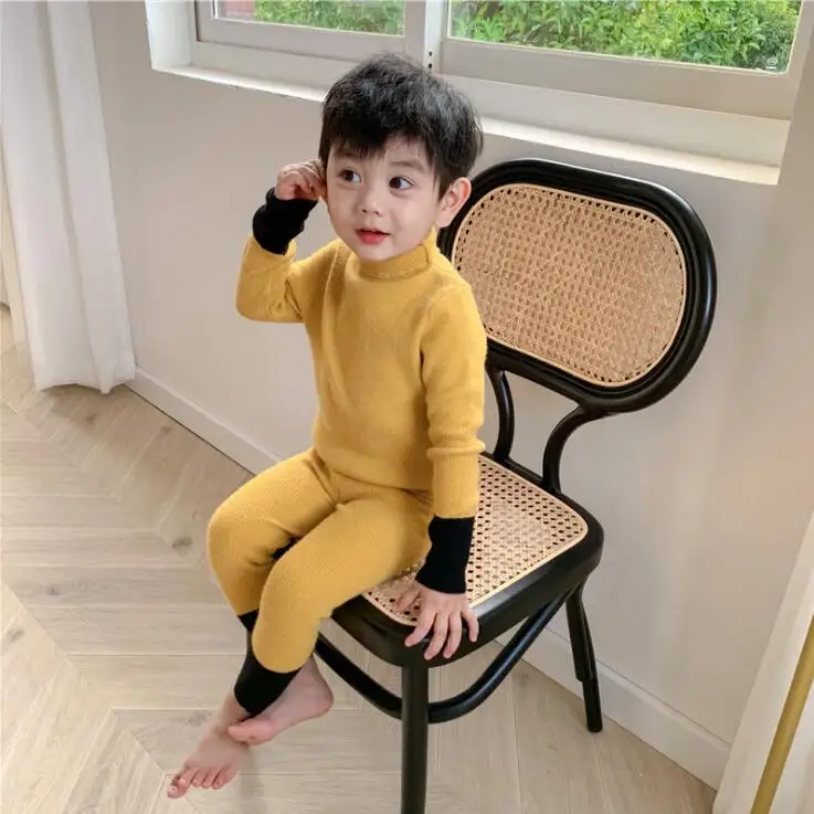 

2019 Korean Style Boys Girls 2 Pcs Knitted Set Sweater+Long Pants Autumn Winter Cotton Fashion Kids Suits 2-7t PQ34