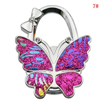 

1Pcs Metal Portable Colorful Butterfly Pattern Fashion Wallet Hooks Alloy Purse Handbag Bag Unique Folding Hanger Hook Holder