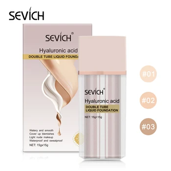 

3pcsSevich Makeup Based Double Tube Face Liquid Foundation BB Cream Concealer Moisturizer Whitening Waterproof Liquid Foundation