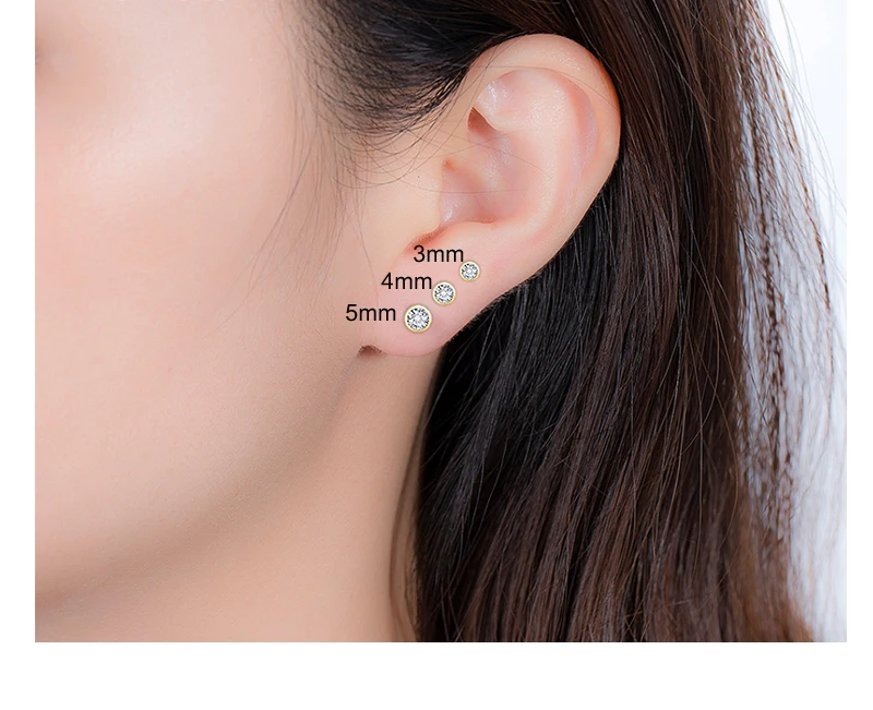 Kemstone модные 925 пробы серебряные белые круглые серьги с цирконием кубической огранки ювелирные изделия подарок для женщин - Окраска металла: S925-Gold-4MM
