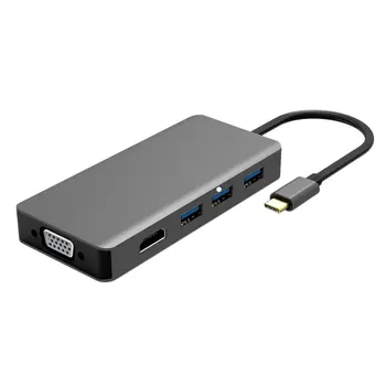 

Type C Multi-Function Converter Usb To Hdmi+Vga With +3Hub Docking Station for connecting devices with ype-C interface