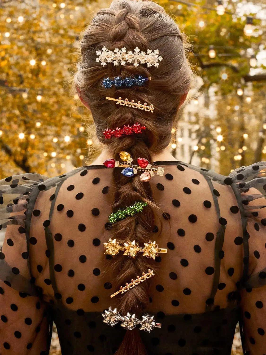 Girlgo Bauble Bar, новинка, аксессуары для волос, женские Яркие Хрустальные заколки для волос, рождественские снежинки, пряники, заколки для волос