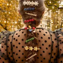 Girlgo Bauble Bar, новинка, аксессуары для волос, женские Яркие Хрустальные заколки для волос, рождественские снежинки, пряники, заколки для волос