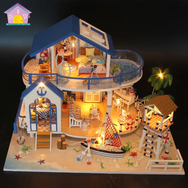 

Hoomeda-diy DIY Hut Blue Ocean Legend Handmade House Architecture Model Assembled Villa Creative Gifts Handmade Gift