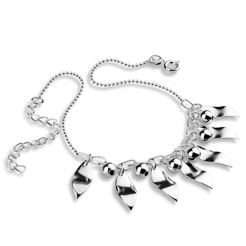 

Fashion woman pure silver Anklets For Women Anklet Bracelet Boho 925 silver leaf pendant Foot Jewelry Gift Women