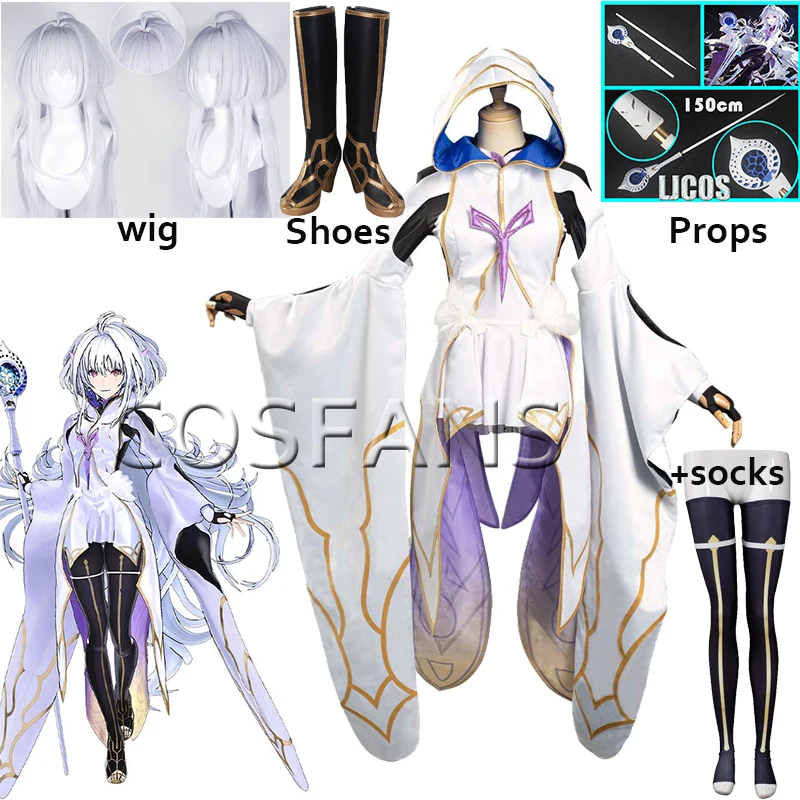 

Fate/Grand Order FGO Merlin Cosplay Costume Women men Dress Outfits Halloween Cosplay Carnival Suit Wigs and shoe props