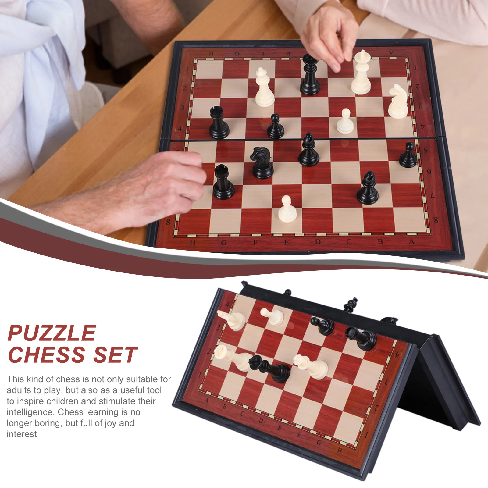 High Quality Wooden Folding Large Chess Set Handwork Solid Wood Pieces Walnut Chessboard Children Board Game