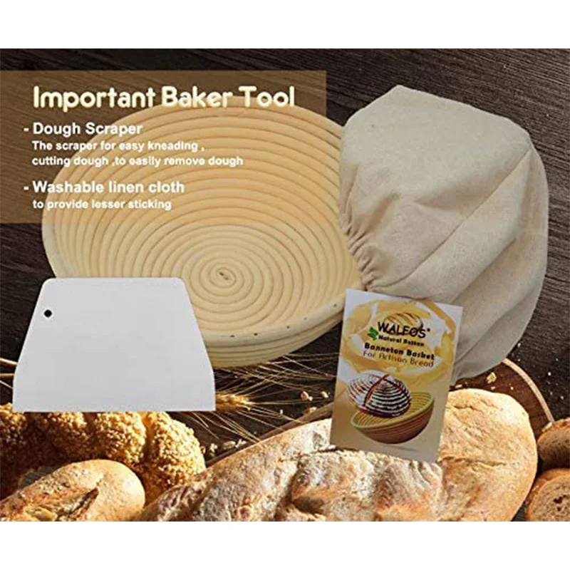 Sourdough Proofing Basket 10 Inch Round Banneton Proofing Basket Set-French Style Sourdough Bread Basket 100% Natural Rattan Hand Crafted Bread