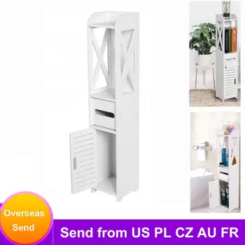 

Bathroom Cabinet Bathroom Toilet Furniture Cabinet White Wood-Plastic Board Cupboard Shelf Tissue Storage Rack 80*15.5*15.5CM