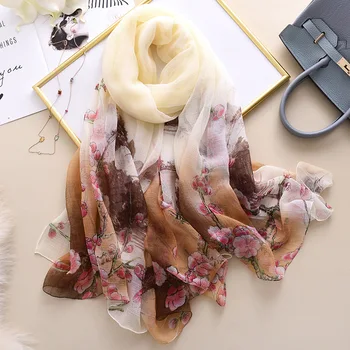 

Crocodile Wrinkles Silk Scarf Women Large Size Shawls and Wraps Fashion Floral Print Pashmina Lady Beach Towel Thin Winter Scarf