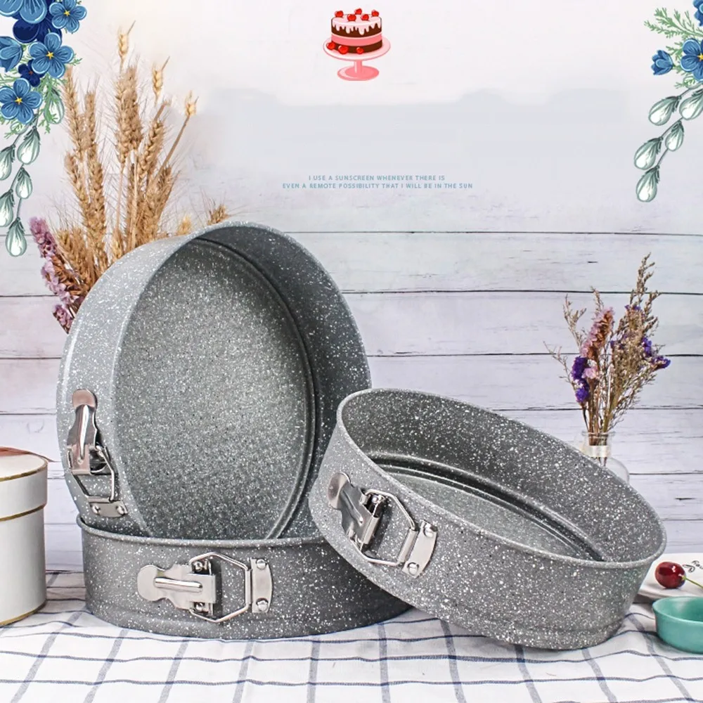 

3pcs/set Carbon Steel Non-stick Marble Coating Cake Mold Cheesecake Pizza Round Baking Tools Bakeware Kitchen Supplies