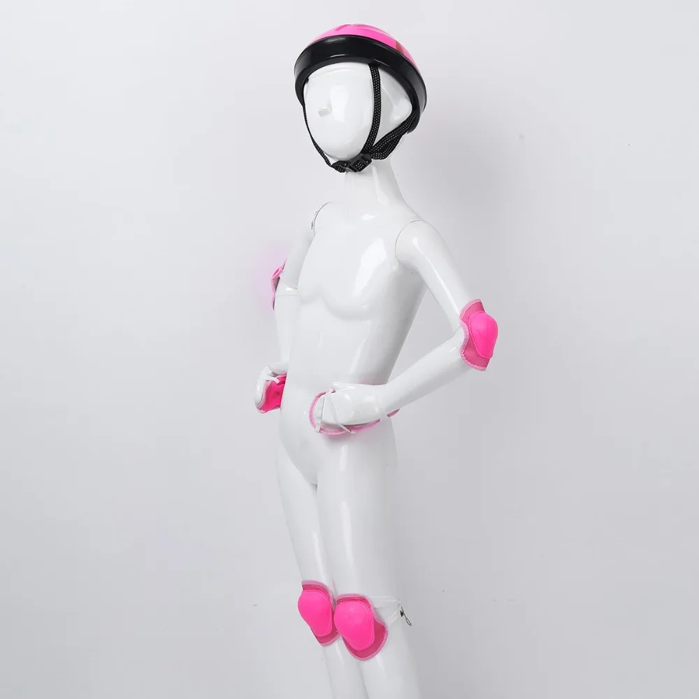 7Pcs Kids Bicycle Helmet Protective Gear Outfit Knee Wrist Guard Elbow Pad Set for Scooter Skateboard Roller Skating Cycling