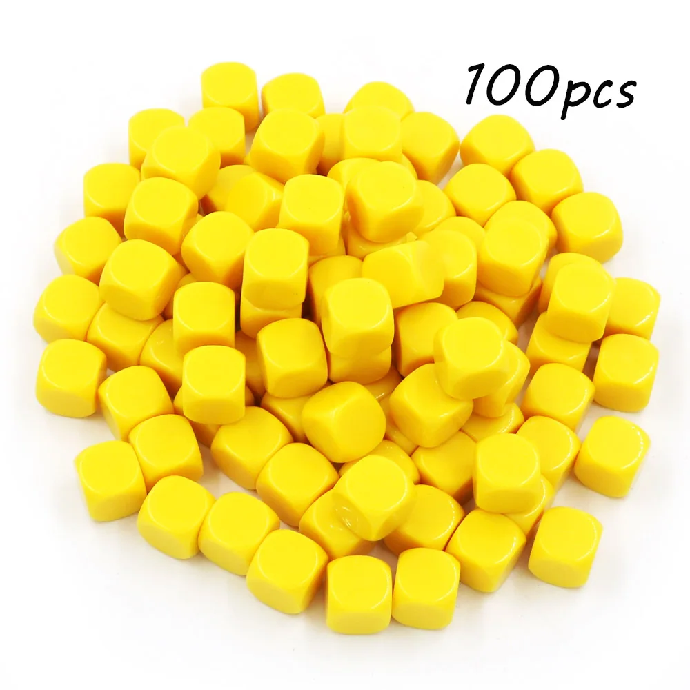 100 шт./упак. пустые кости новые красочные акриловые 16 мм Обучающие реквизит игровых аксессуаров математические инструменты закругленными уголками - Цвет: Цвет: желтый