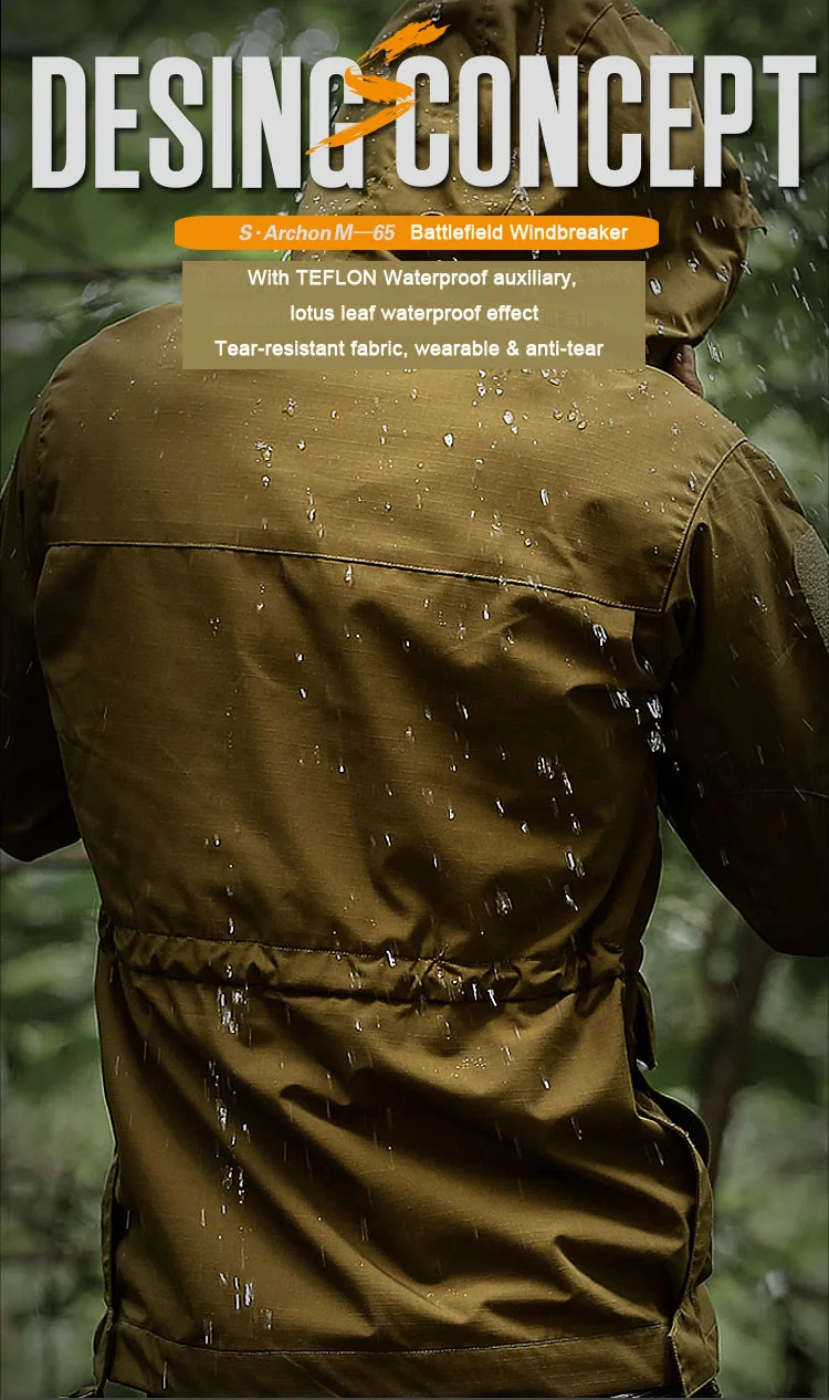 M65 мужская осенне-зимняя тактическая куртка для отдыха на природе, походная куртка с капюшоном, ветрозащитная водонепроницаемая военная куртка, ветровка