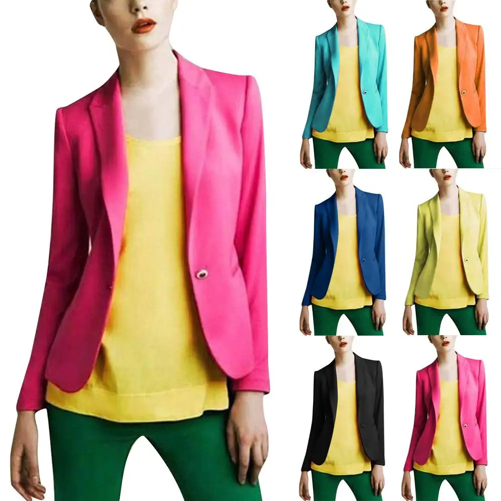 

Long Sleeve Button Slim Cardigan Blazer for Women Solid Color Casual Coat Blazers Plus Size Cardigans XS--2XL