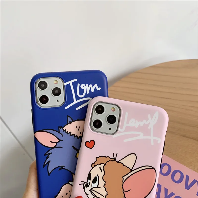 Забавный чехол для телефона Tom Jerry для iPhone 11 Pro MAX X XS Max XR 6 6S 7 8 Plus Мягкий силиконовый защитный чехол с мультяшным котом и Мышкой