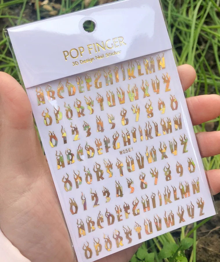 1PCS Multi-Color Laser Reflective Alphabet Nail Art Sticker Kit