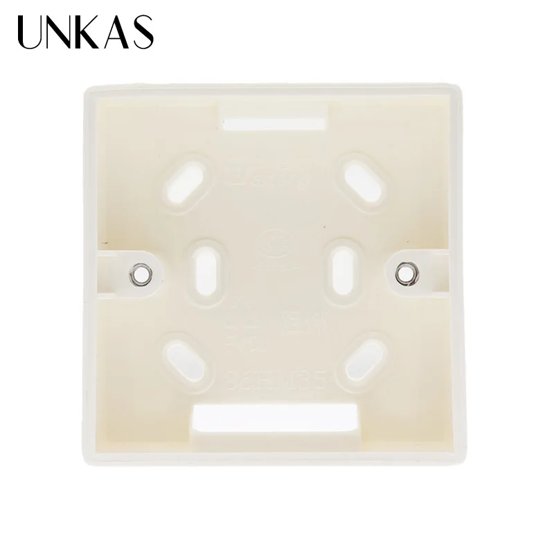 Внешняя Монтажная коробка UNKAS 86 мм* 86 мм* 34 мм для 86 мм стандартного сенсорного переключателя и розетки применяется для любого положения поверхности стены - Цвет: Белый