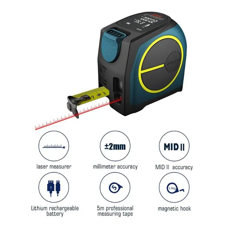 

DT10 Laser Distance Meter Range Finder 40M laser Tape Measure LCD Digital Retractable 5m Laser Rangefinder Ruler Survey Tool
