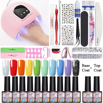 

Nail Gel Polish Manicures Set Nails Kit Semi-Permanent Soak Off Glitter Varnish Nail Art Tools 36W LED UV Nail lamp Dryer