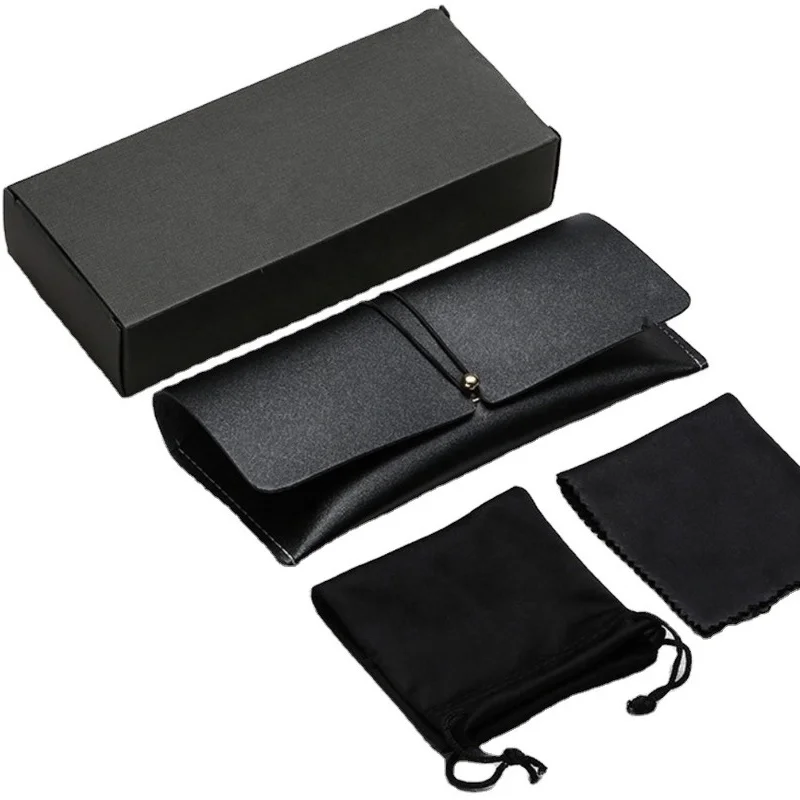 

Soft PU Leather Eye Protection Sunglasses Case with Glasses Clean Clothes and Pouches Logo Can Be Customized Boxes