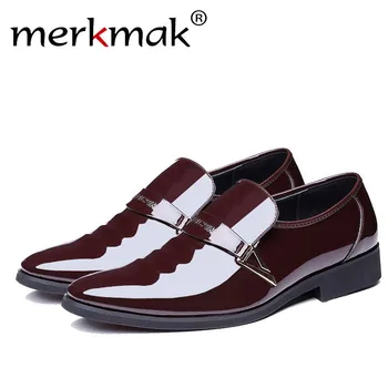 

Merkmak Leisure Big Size 38-48 Men Leather Shoes Fashion Comfort Breathable Formal Office Wedding Soft Man Flats Footwear Shoes