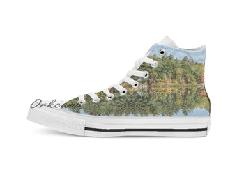 

Reflecting On Cottage Life Up North Custom Casual High Top lace-up Canvas shoes sneakers Drop shipping