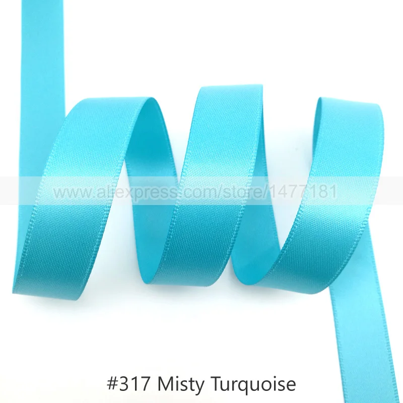 317 Misty Turquoise 25 Yards) 6 9 16 25 38 50 мм атласная лента Двусторонняя лента высокого качества полиэстер Двусторонняя лента банты изготовление тканей - Цвет: 317 Misty Turquoise
