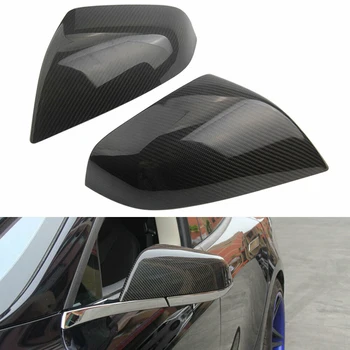 

2Pcs Car Carbon Fiber Side Rear View Mirror Cover Decorative Cover for Tesla Model S 2014-18