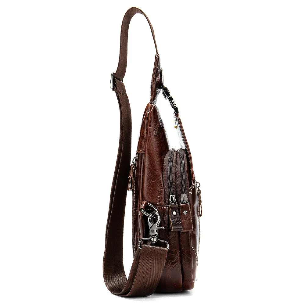 Men Chest Bag New Arrival Multifunction Crossbody Cross Body Bags Waterproof Casual Cowhide Leather Messenger Shoulder Bag Pack