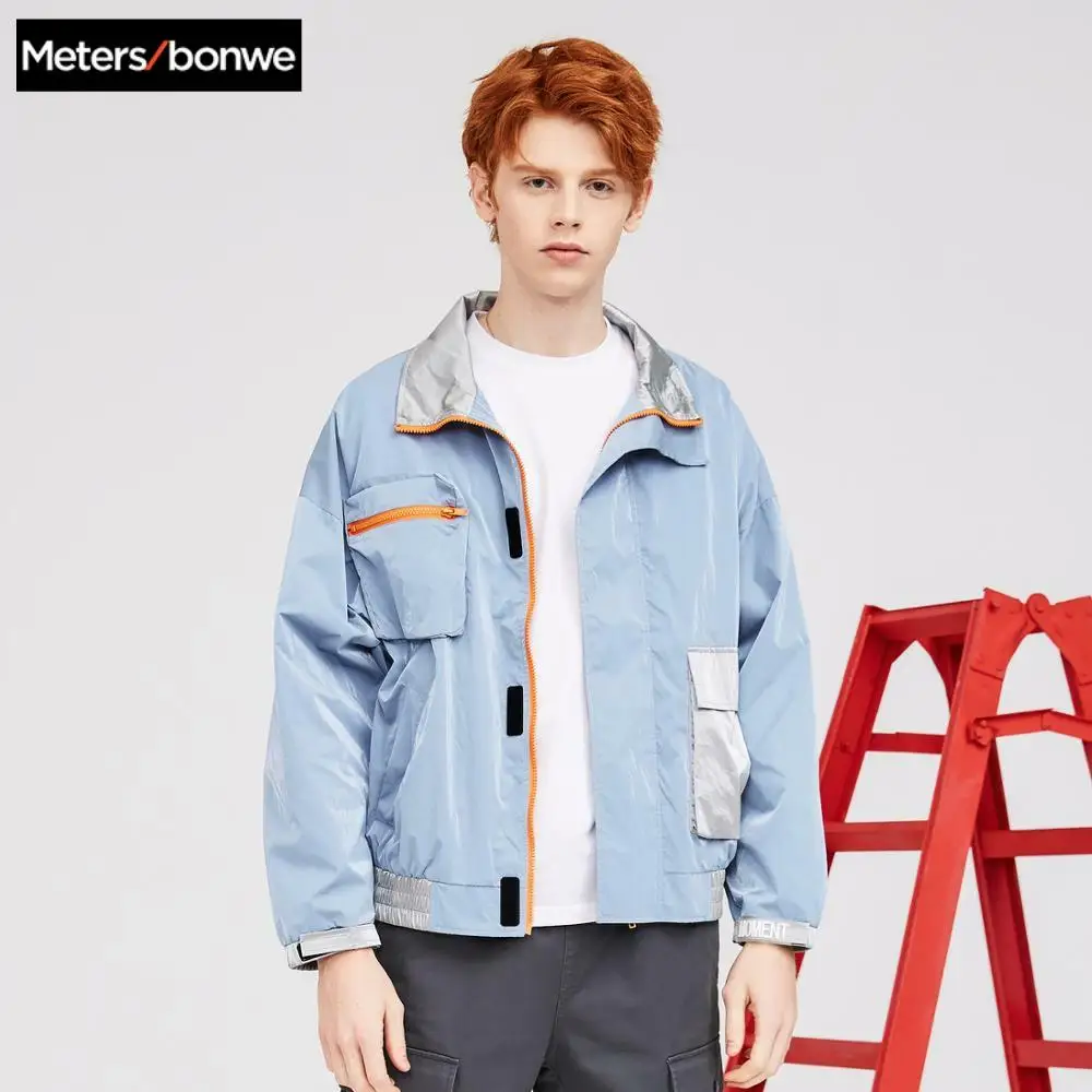 Metersbonwe Новые мужские повседневные уличные куртки со стоячим воротником, Мужская модная спортивная куртка, красивый яркий комбинезон, куртка для мужчин