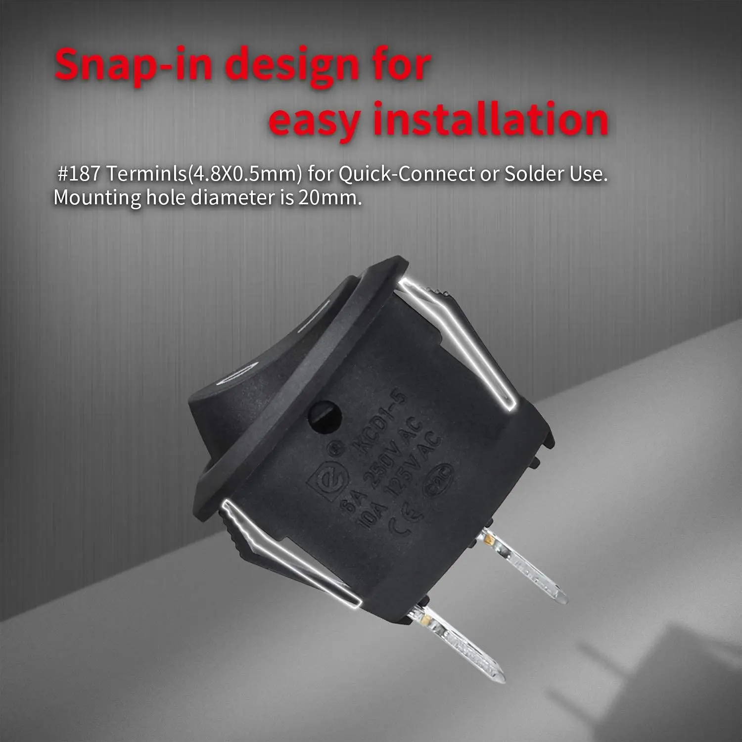 5PCS 라운드 로커 스위치 ON Off SPST 20mm 미니 12 볼트 토글 스위치 12V 자동차 자동차 RV 2 핀 스위치 120V 유선 KCD1