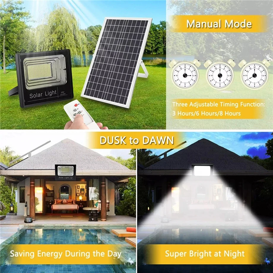 Solar LED Outdoor Street Light IP67 Waterproof Sensor Remote Control Multi-Function Highlight Lamp Suitable For Garden Festoon best solar lights