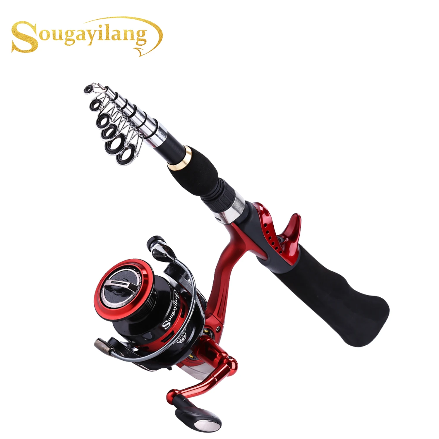 

Sougayilang 1.65m Telescopic Portable Fishing Rod with BD2000 Reel Combo Carbon Fiber Fishing Rod Reel Fishing Pole Set